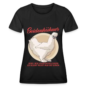 Seidenhuhn Silkie Hühner Seidenhühner Geschenk - Frauen Funktions-T-Shirt - Schwarz - Vorne - AI Model Female 172 light (172cm)