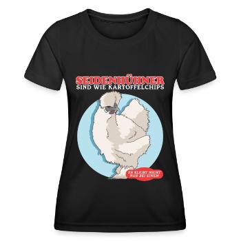 Seidenhuhn | Silkie Hühner Seidenhühner Geschenk - Frauen Funktions-T-Shirt - Schwarz - Vorne - AI Model Female 172 light (172cm)