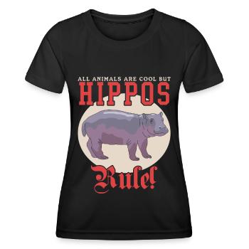Bébé hippopotame | Hippopotames Hippos Cadeau - T-shirt sport Femme - noir - Devant - AI Model Female 172 light (172cm)