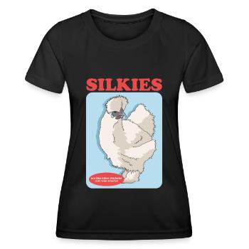 Silk Chickens Silk Chicken Silkie Chickens Gift - Women's Functional T-Shirt - black - Front - AI Model Female 172 light (172cm)