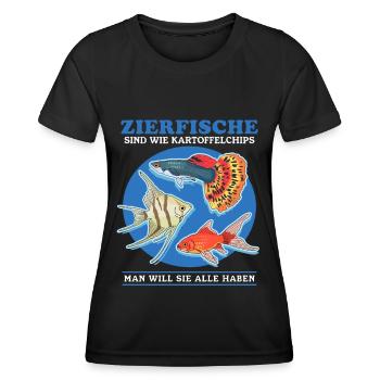 Aquarium Aquarianer Zierfisch Aquaristik Geschenk - Frauen Funktions-T-Shirt - Schwarz - Vorne - AI Model Female 172 light (172cm)