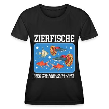 Aquarium Zierfisch Aquarianer Aquaristik Geschenk - Frauen Funktions-T-Shirt - Schwarz - Vorne - AI Model Female 172 light (172cm)
