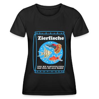 Aquarium Aquarianer Aquaristik Geschenk - Frauen Funktions-T-Shirt - Schwarz - Vorne - AI Model Female 172 light (172cm)