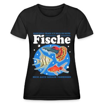 Aquarium Aquarianer Aquaristik Zierfisch Geschenk - Frauen Funktions-T-Shirt - Schwarz - Vorne - AI Model Female 172 light (172cm)
