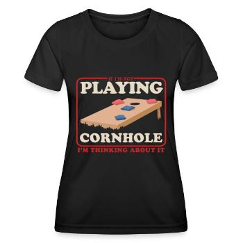 Cornhole Player Blind Hole Bean Bag Cadeau - T-shirt sport Femme - noir - Devant - AI Model Female 172 light (172cm)