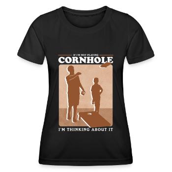 Cornhole Player Bean Bag Blind Hole Gift - T-shirt sport Femme - noir - Devant - AI Model Female 172 light (172cm)