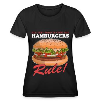 Hamburger Fast Food Burger Fastfood Geschenk - Frauen Funktions-T-Shirt - Schwarz - Vorne - AI Model Female 172 light (172cm)