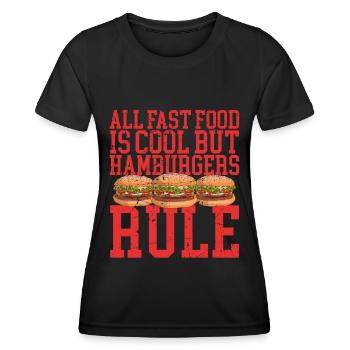 Hamburger Burger Fast Food Fastfood Geschenk - Frauen Funktions-T-Shirt - Schwarz - Vorne - AI Model Female 172 light (172cm)