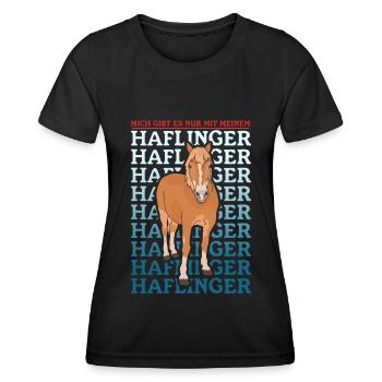 Haflinger Pferde | Haffi Pferdebesitzer Geschenk - Frauen Funktions-T-Shirt - Schwarz - Vorne - AI Model Female 172 light (172cm)