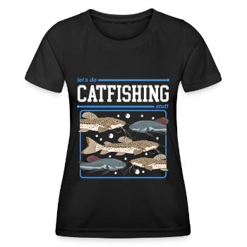 Pêcheurs à la ligne Pêche au poisson-chat Poisson Cadeau de pêche - T-shirt sport Femme - noir - Devant - AI Model Female 172 light (172cm)