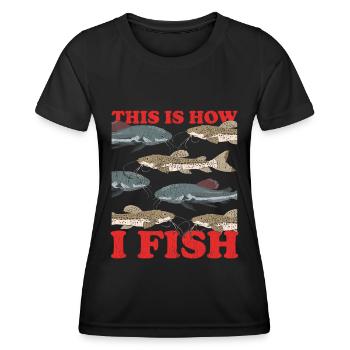Pêcheur Poisson-Chat Pêche Pêche Poisson Cadeau - T-shirt sport Femme - noir - Devant - AI Model Female 172 light (172cm)