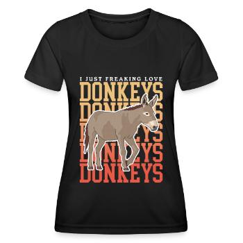 Esel Eselbesitzer Eselchen Eselliebhaber Geschenk - Frauen Funktions-T-Shirt - Schwarz - Vorne - AI Model Female 172 light (172cm)