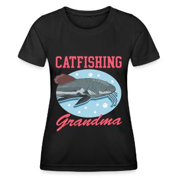 Pêcheur Grand-mère Poisson-chat Pêche Poisson Cadeau - T-shirt sport Femme - noir - Devant - AI Model Female 172 light (172cm)