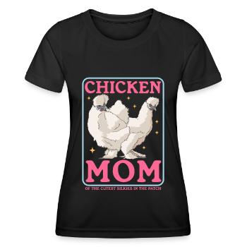 Silk Chicken Mom Silk Chickens Silkie Chicken Gift - Women's Functional T-Shirt - black - Front - AI Model Female 172 light (172cm)