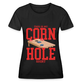 Cornhole Player Blind Hole Bean Bag Cadeau - T-shirt sport Femme - noir - Devant - AI Model Female 172 light (172cm)