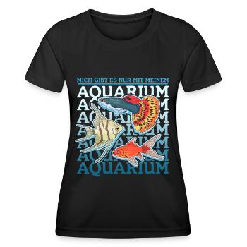 Aquarium Aquarist Aquaristics Ornamental Fish Gift - Women's Functional T-Shirt - black - Front - AI Model Female 172 light (172cm)