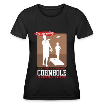 Joueur de cornhole | Blind Hole Bean Bag Cadeau - T-shirt sport Femme - noir - Devant - AI Model Female 172 light (172cm)