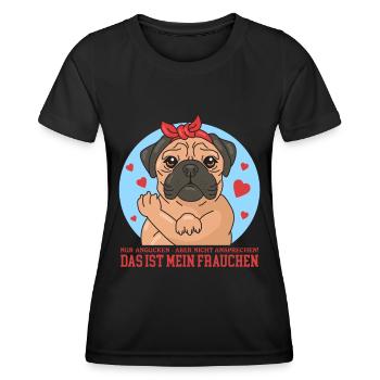 Mops Hunde Hundebesitzerin Hundehalter Geschenk - Frauen Funktions-T-Shirt - Schwarz - Vorne - AI Model Female 172 light (172cm)