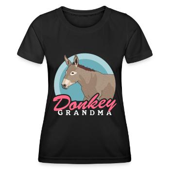 Esel Oma Eselliebhaber Eselbesitzerin Geschenk - Frauen Funktions-T-Shirt - Schwarz - Vorne - AI Model Female 172 light (172cm)