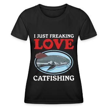 Pêcheur Poisson-Chat Pêche Pêche Poisson Cadeau - T-shirt sport Femme - noir - Devant - AI Model Female 172 light (172cm)