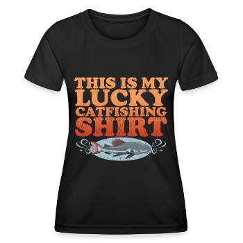 Pêcheurs à la ligne Pêche au poisson-chat | Cadeau de poisson de pêche - T-shirt sport Femme - noir - Devant - AI Model Female 172 light (172cm)