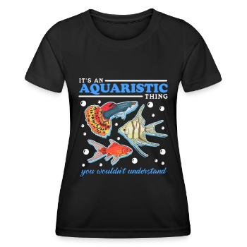 Aquaristics Aquarium Aquarist Ornamental Fish Gift - Women's Functional T-Shirt - black - Front - AI Model Female 172 light (172cm)