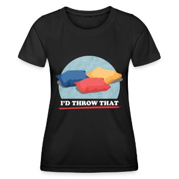 Cornhole Player Blind Hole Bean Bag Cadeau - T-shirt sport Femme - noir - Devant - AI Model Female 172 light (172cm)