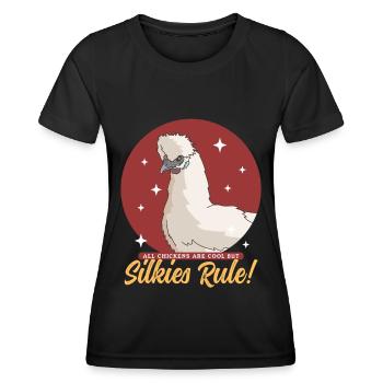 Silk Chickens Silk Chicken Silkie Chickens Gift - Women's Functional T-Shirt - black - Front - AI Model Female 172 light (172cm)