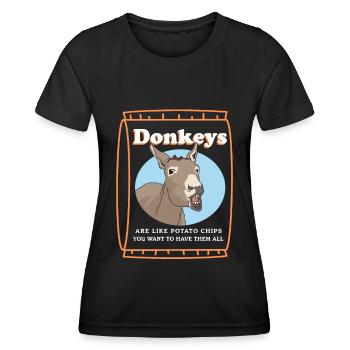 Esel Eselchen Eselbesitzer Eselliebhaber Geschenk - Frauen Funktions-T-Shirt - Schwarz - Vorne - AI Model Female 172 light (172cm)