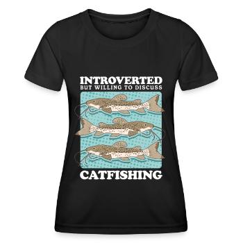 Pêcheurs à la ligne Pêche au poisson-chat | Cadeau de pêche au poisson - T-shirt sport Femme - noir - Devant - AI Model Female 172 light (172cm)