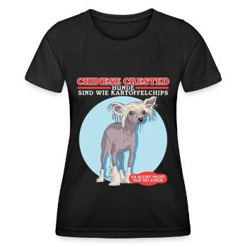 Cadeau de chien chinois à crête chinoise - T-shirt sport Femme - noir - Devant - AI Model Female 172 light (172cm)