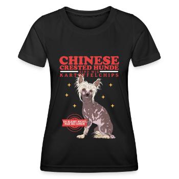 Chien à crête chinois Cadeau à crête chinoise - T-shirt sport Femme - noir - Devant - AI Model Female 172 light (172cm)