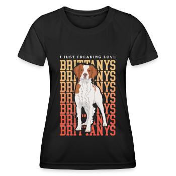 Brittany Pointing Dog Spaniel Breton Gift - Women's Functional T-Shirt - black - Front - AI Model Female 172 light (172cm)