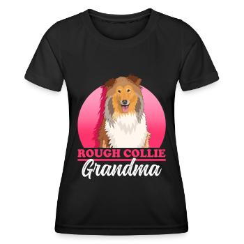 Collie Granny Collie à poil long Collie Rough Collies Cadeau - T-shirt sport Femme - noir - Devant - AI Model Female 172 light (172cm)