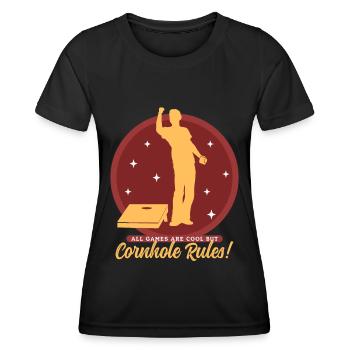 Cornhole Player Blind Hole Bean Bag cadeau - T-shirt sport Femme - noir - Devant - AI Model Female 172 light (172cm)