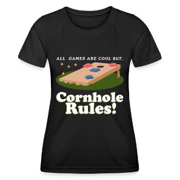 Joueurs de cornhole | Sac de haricots trou aveugle cadeau - T-shirt sport Femme - noir - Devant - AI Model Female 172 light (172cm)