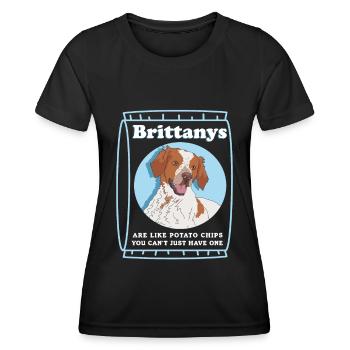 Brittany Epagneul Breton Hund Geschenk - Frauen Funktions-T-Shirt - Schwarz - Vorne - AI Model Female 172 light (172cm)