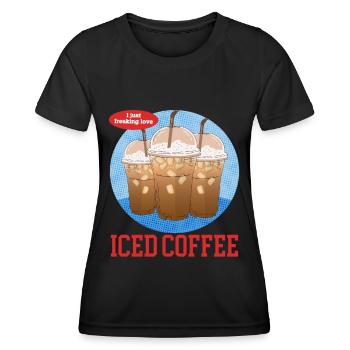 Eiskaffee Kaffeeliebhaber Iced Coffee Geschenk - Frauen Funktions-T-Shirt - Schwarz - Vorne - AI Model Female 172 light (172cm)