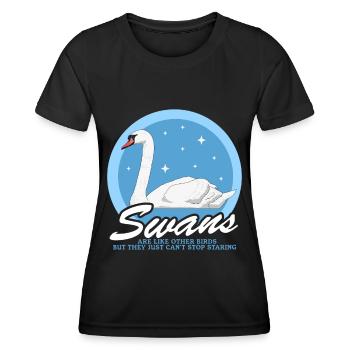 Schwan Schwanenliebhaber | Vogel Schwäne Geschenk - Frauen Funktions-T-Shirt - Schwarz - Vorne - AI Model Female 172 light (172cm)