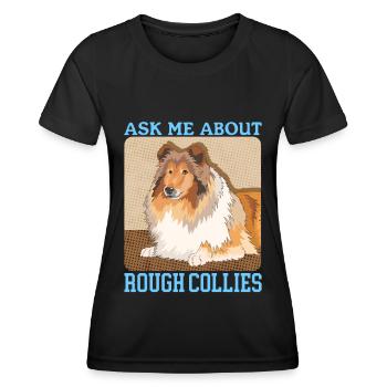 Collie à poil long Collie chien Rough Collies cadeau - T-shirt sport Femme - noir - Devant - AI Model Female 172 light (172cm)