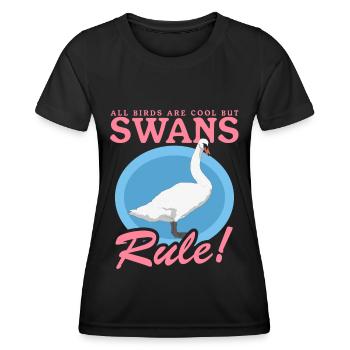 Swans Swans Swan Lover Gift - Women's Functional T-Shirt - black - Front - AI Model Female 172 light (172cm)