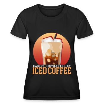 Eiskaffee Iced Coffee Kaffeeliebhaber Geschenk - Frauen Funktions-T-Shirt - Schwarz - Vorne - AI Model Female 172 light (172cm)