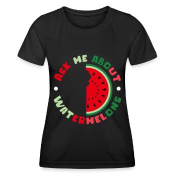 Pastèque Angurie Arbuse pâtisserie cadeau - T-shirt sport Femme - noir - Devant - AI Model Female 172 light (172cm)