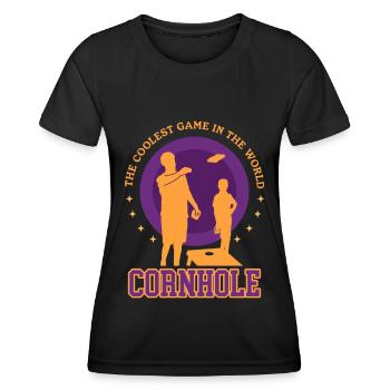 Cornhole Player Blind Hole Bean Bag Gift - Women's Functional T-Shirt - black - Front - AI Model Female 172 light (172cm)
