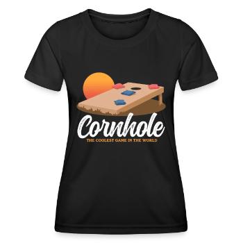 Cornhole Player Sac à grains trou aveugle Cadeau - T-shirt sport Femme - noir - Devant - AI Model Female 172 light (172cm)