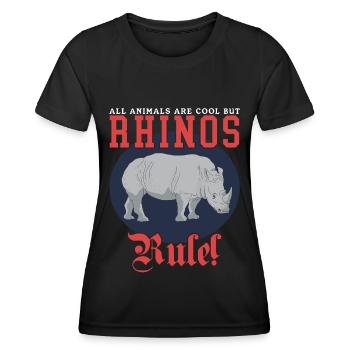 Nashorn lustig Rhinozeros Nashörner Geschenk - Frauen Funktions-T-Shirt - Schwarz - Vorne - AI Model Female 172 light (172cm)