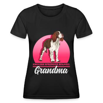 English Springer Spaniel Granny Dog Owner Gift - Women's Functional T-Shirt - black - Front - AI Model Female 172 light (172cm)