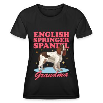 English Springer Spaniel Granny Dogs Gift - Women's Functional T-Shirt - black - Front - AI Model Female 172 light (172cm)