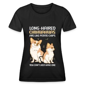 Long Haired Chihuahua Dog Owner Gift - Women's Functional T-Shirt - black - Front - AI Model Female 172 light (172cm)