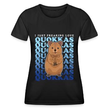 Quokkas Kurzschwanzkängurus Quokka Geschenk - Frauen Funktions-T-Shirt - Schwarz - Vorne - AI Model Female 172 light (172cm)